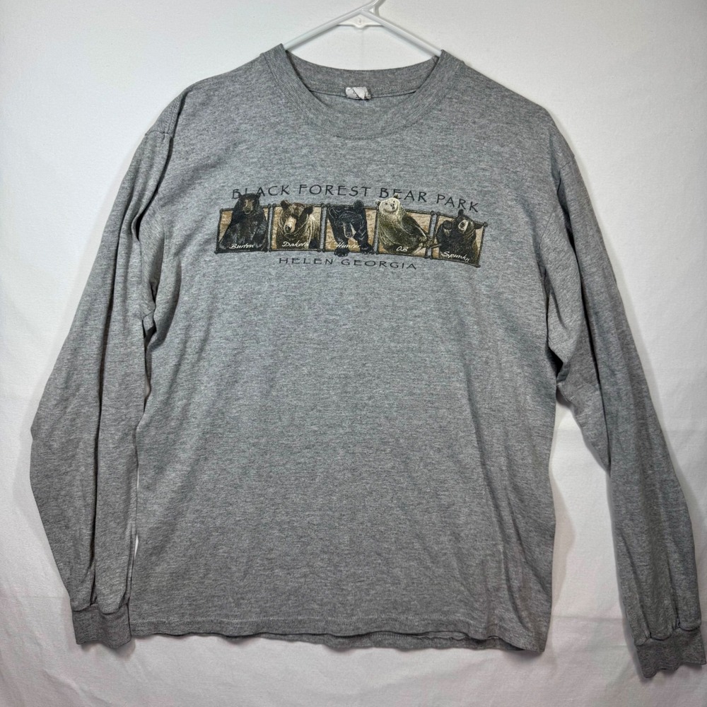 Black Forest Bear Park Helen Georgia Long Sleeve‎ Anvil Tag T-Shirt Sz Medium